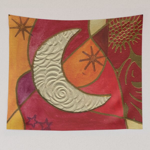 Item preview, Moon and Stars - Watercolor Mixed Media - Starry Sky designed and sold by piesdesignart.