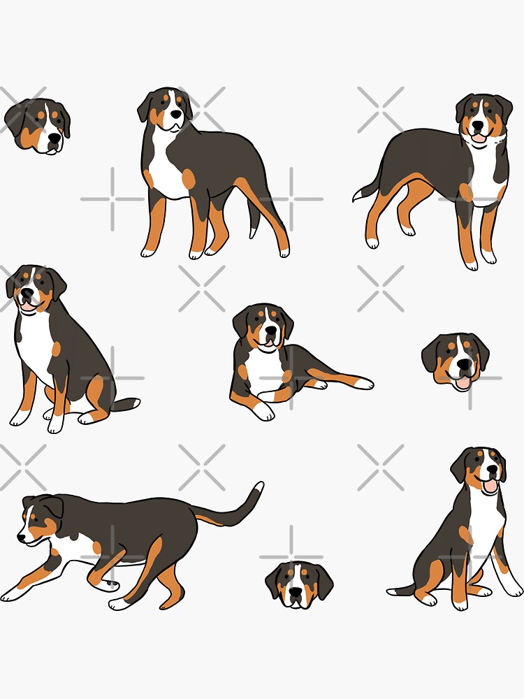 Greater swiss mountain dog cute illustration Sticker for Sale by Yarafantasyart Redbubble