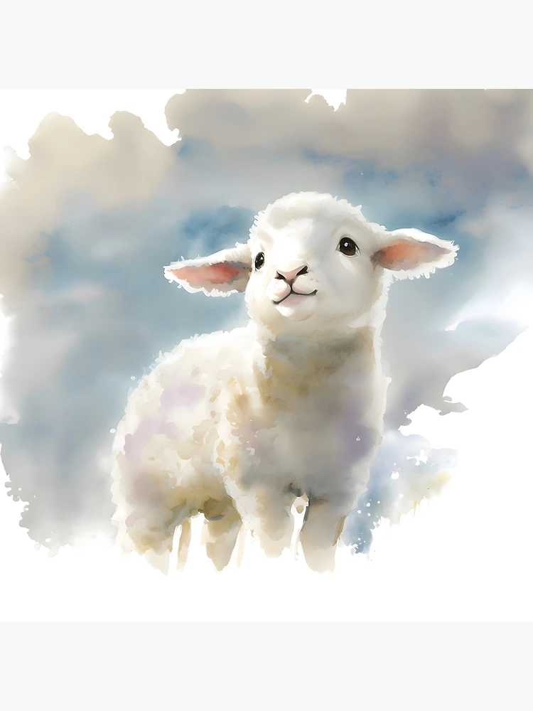 Polkadot Sheep Lamb Watercolor Dish Drying Mat Bb7390ddm
