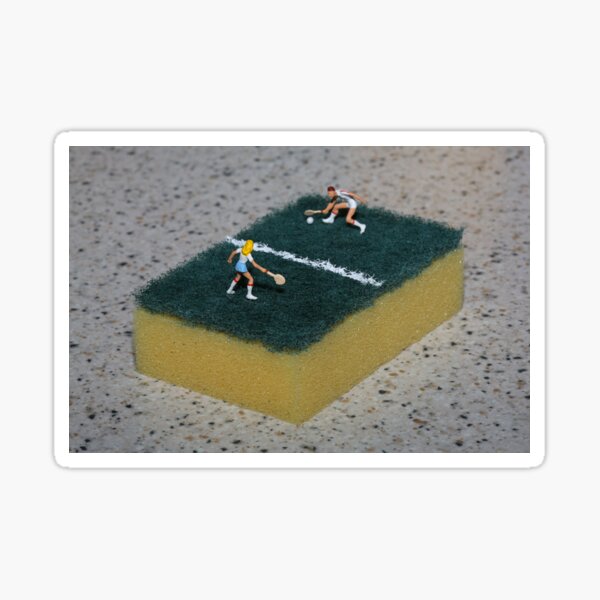 "A Spongy Court" miniature people macro photo Sticker