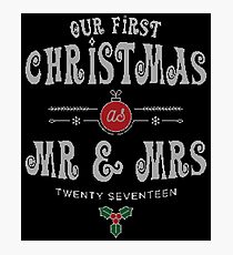 Our First Christmas As Mr and Mrs 2017 Ugly Sweater Knitted Design Gift For Just Married Married Couples T-Shirt Sweater Hoodie Iphone Samsung Phone Case Coffee Mug Tablet Case Photographic Print