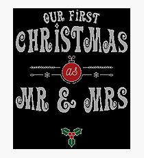 Our First Christmas As Mr and Mrs Ugly Sweater Knitted Design Gift For Just Married Married Couples T-Shirt Sweater Hoodie Iphone Samsung Phone Case Coffee Mug Tablet Case Photographic Print