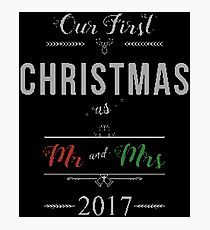 Our First Christmas as Mr and Mrs 2017 Ugly Sweater Knitted Design Gift For Just Married Married Couples T-Shirt Sweater Hoodie Iphone Samsung Phone Case Coffee Mug Tablet Case Photographic Print