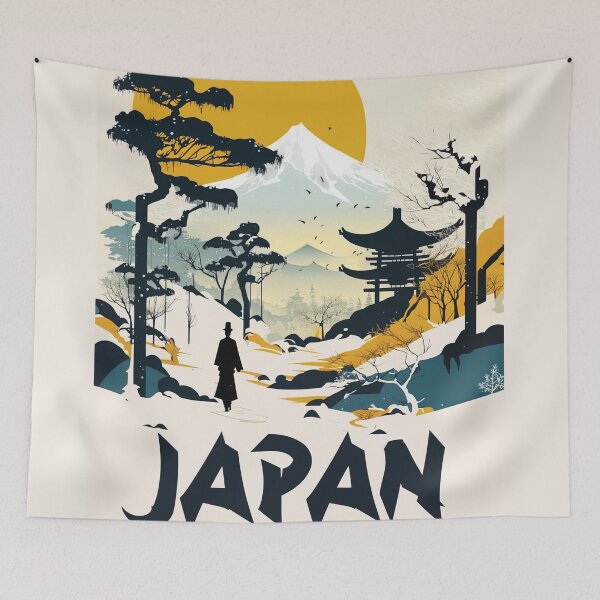 Item preview, Japanese mountainous landscape designed and sold by AreteSticker.