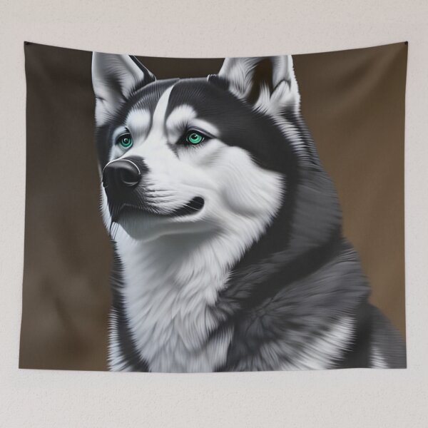 Item preview, Happy Husky, charcoal drawing, Ai Generated Art  designed and sold by ACC .
