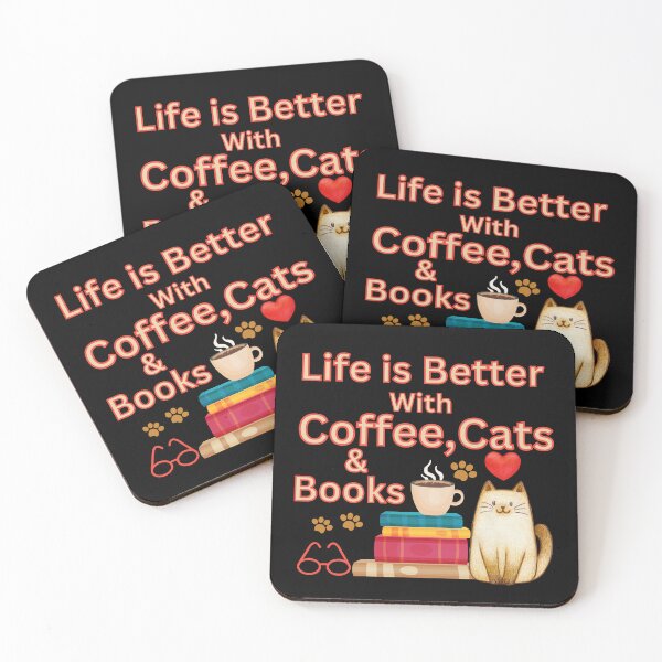 Item preview, Life is Better With Coffee, Cats and Books ,Coffee Lovres designed and sold by hijasminflower.