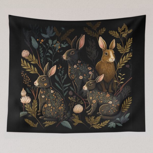 Item preview, Several Small Hares Hanging Around Herbage designed and sold by AllFolkedUp.