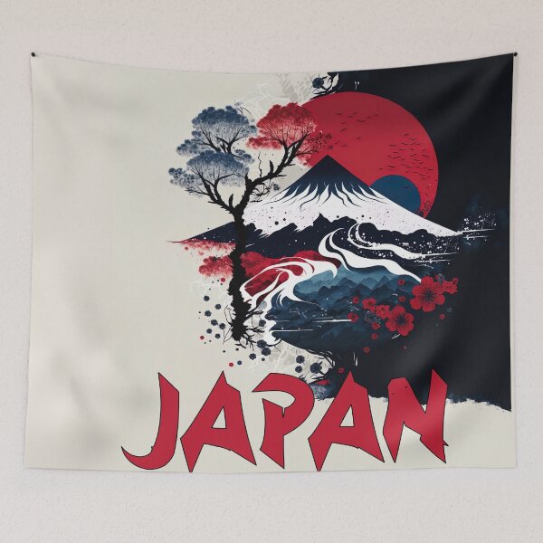 Item preview, Japanese mountainous landscape designed and sold by AreteSticker.