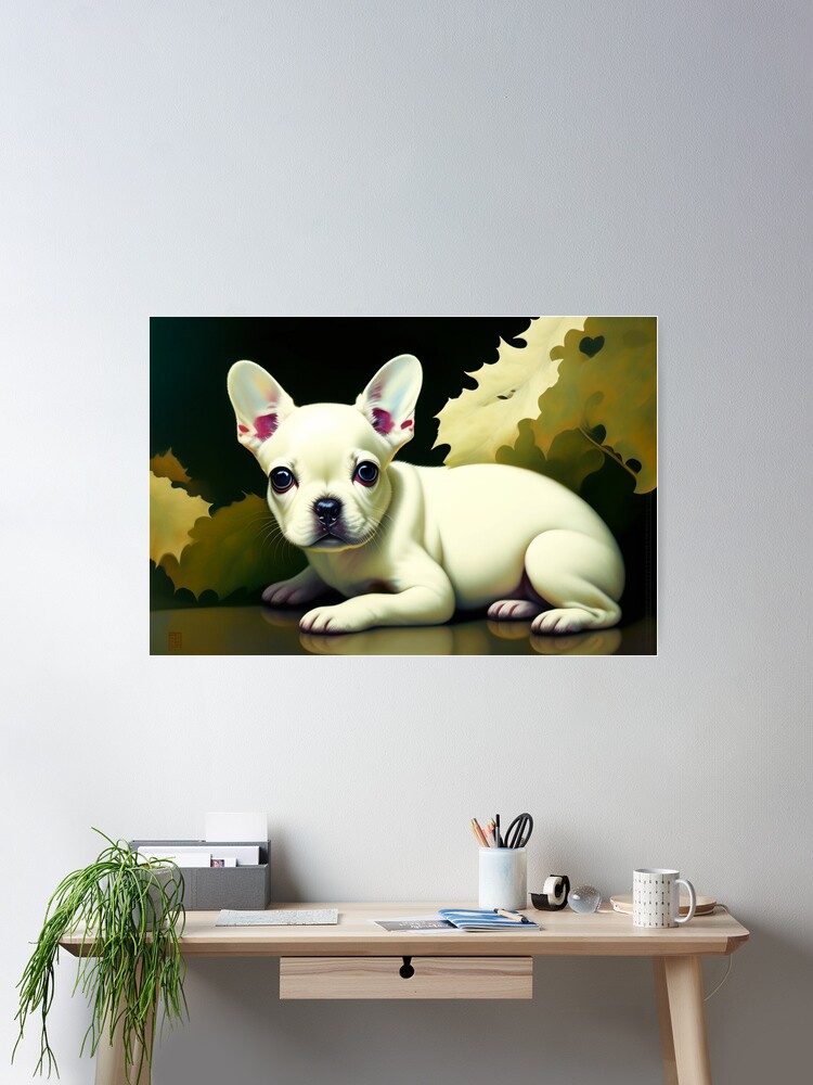 Thumbnail 2 von 3, Poster, French Bulldog Puppet with Leaves designt und verkauft von leviatansworks.