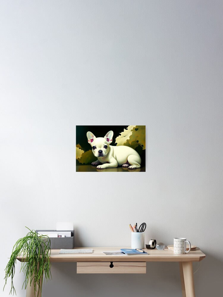 Thumbnail 1 von 3, Poster, French Bulldog Puppet with Leaves designt und verkauft von leviatansworks.