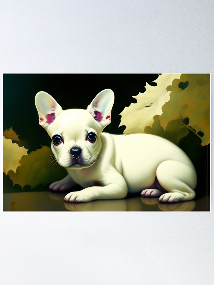 Thumbnail 1 von 3, Poster, French Bulldog Puppet with Leaves designt und verkauft von leviatansworks.