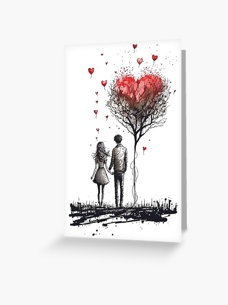 Valentine Drawing 5 Greeting Card for Sale by FANTASTIC-N