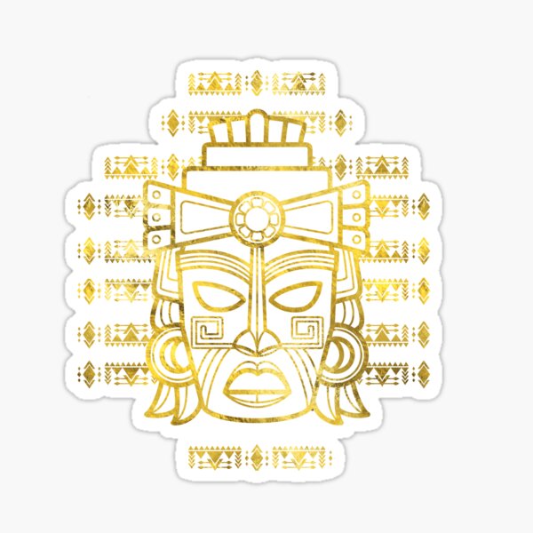 Item preview, Gold  Aztec Inca Mayan Mask designed and sold by k9printart.