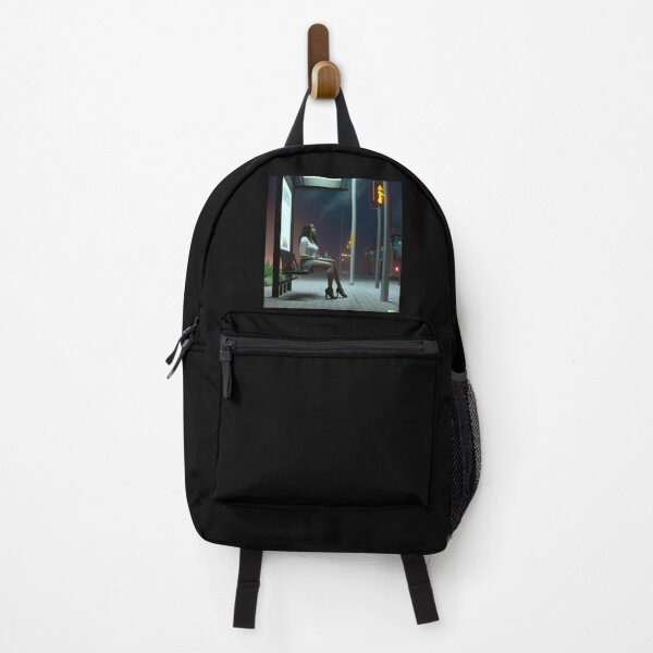 Item preview,  3D render smoking person at bus stop at night in big city high quality designed and sold by Drop Art.