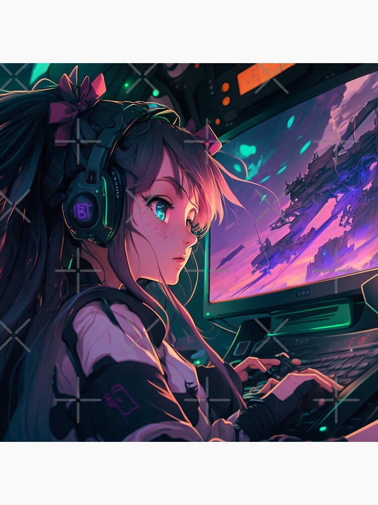 Anime Girl Gaming 2 | Art Board Print