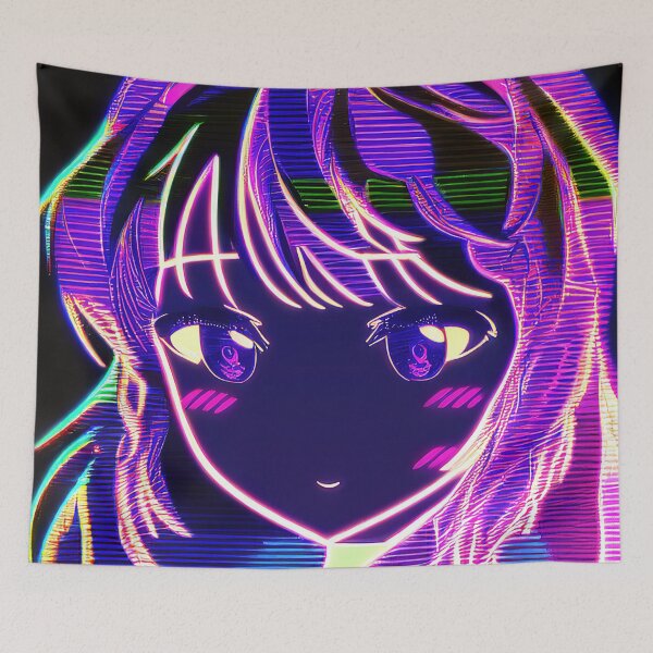 Item preview, Anime girl Moire scanlines VHS pink blue designed and sold by RK - Shop.