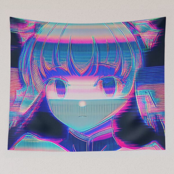 Item preview, Moire effect glitch anime girl VHS style designed and sold by RK - Shop.