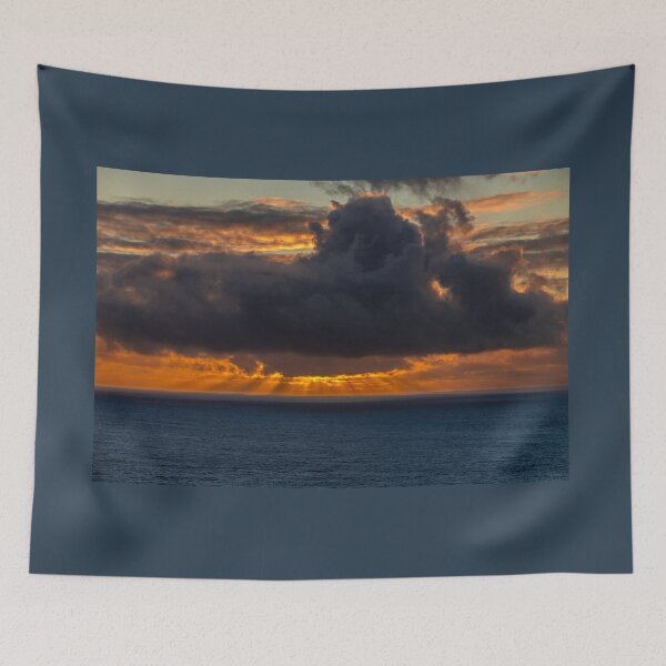 Item preview, Amazing cloudy sky with sun rays over the Atlantic Ocean at sunset designed and sold by AlbertMi.