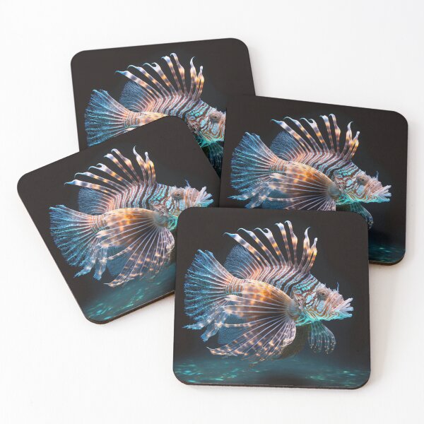 Item preview, Majestic glowing lionfish underwater designed and sold by RK - Shop.