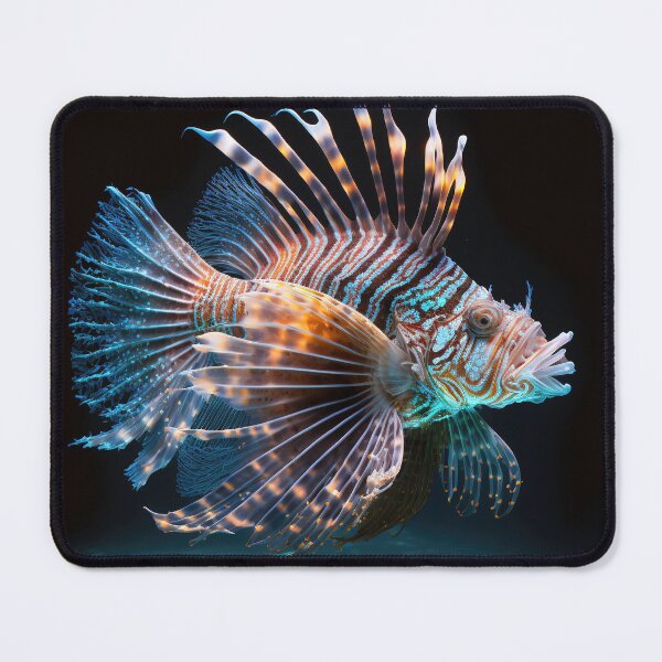 Item preview, Majestic glowing lionfish underwater designed and sold by RK - Shop.