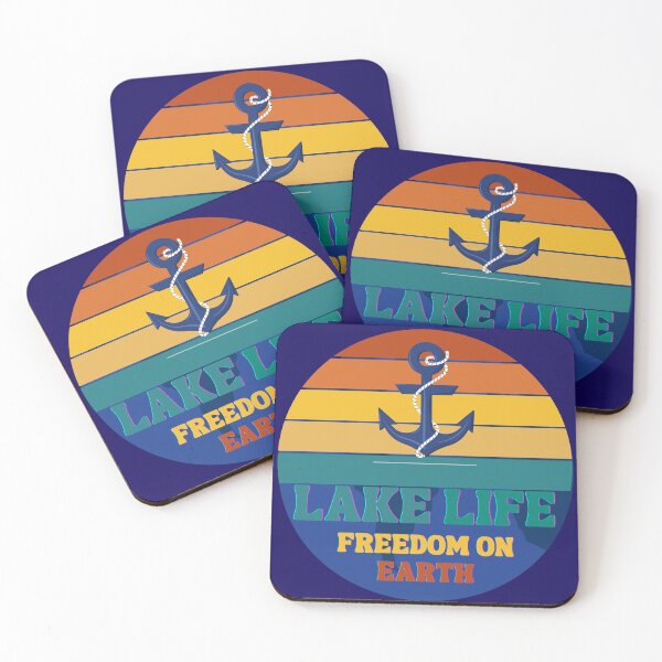 Item preview, Lake Life Freedom On Earth Retro Sun Design designed and sold by OzarkEpoxy.
