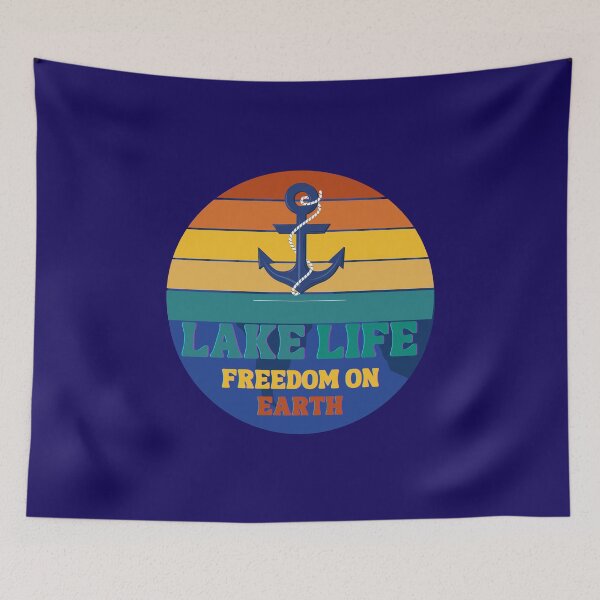 Item preview, Lake Life Freedom On Earth Retro Sun Design designed and sold by OzarkEpoxy.