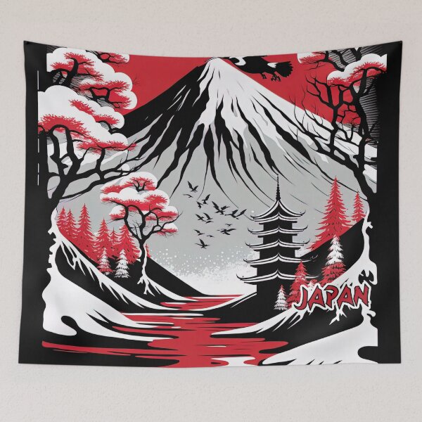 Item preview,  Japanese mountainous landscape designed and sold by AreteSticker.