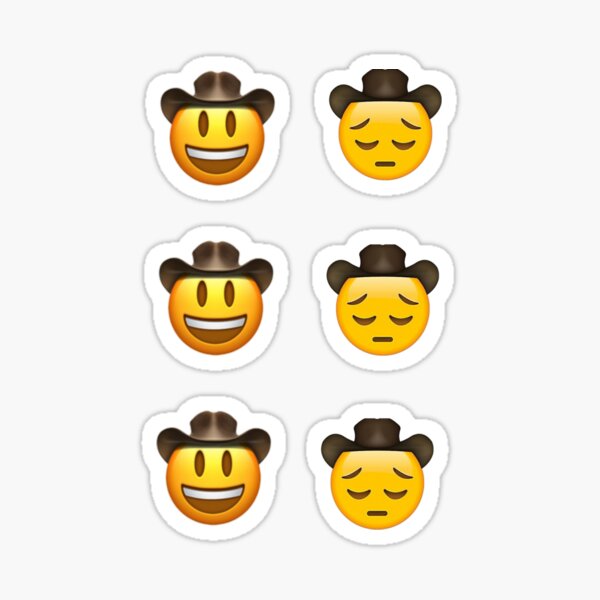 "Sad cowboy emoji sticker set funny emojis pack" Sticker for Sale by