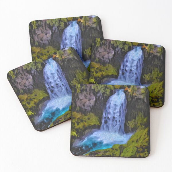 Item preview, Painted waterfall in the forest designed and sold by OneUpArtDesigns.