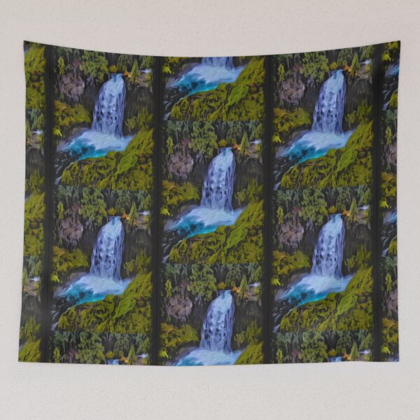 Item preview, Painted waterfall in the forest designed and sold by OneUpArtDesigns.
