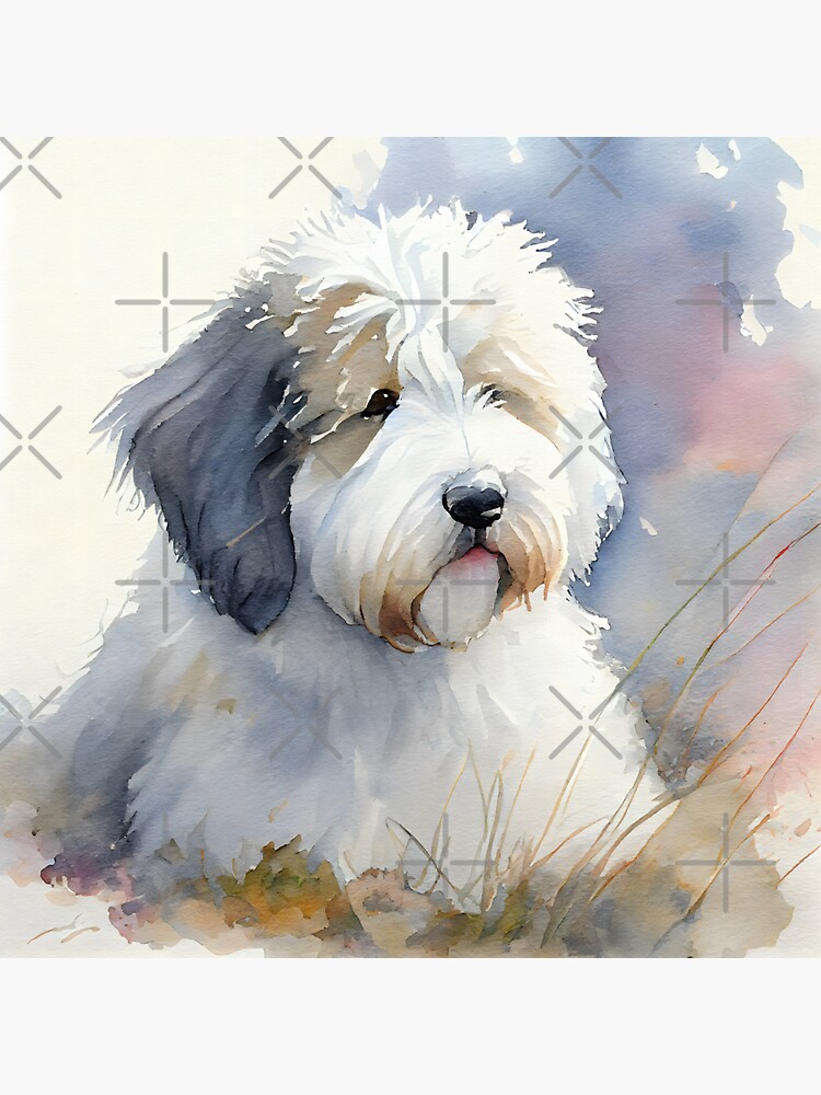 Old English Sheepdog Sticker for Sale by animalartbyjess