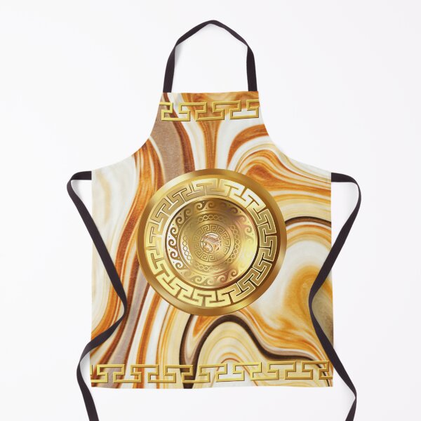 Item preview, Swirl Marble White Gold Orange Greek Key Yanni Collection designed and sold by Yiorgos Designs.