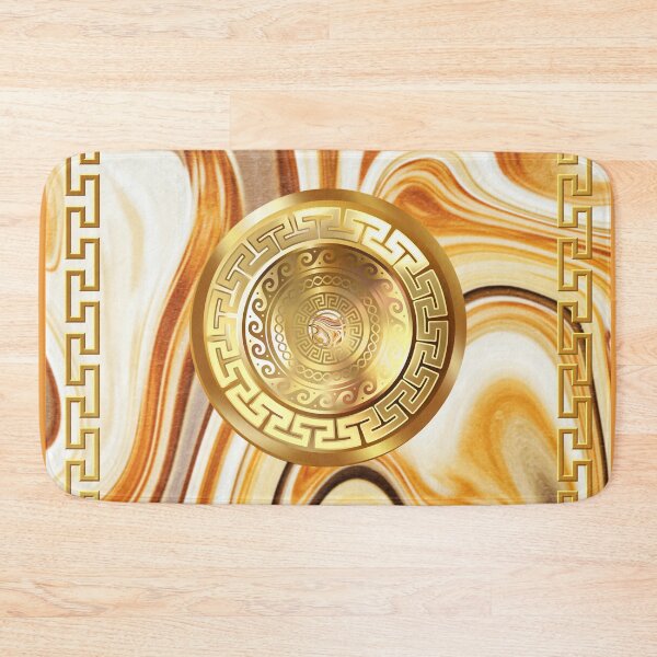 Item preview, Swirl Marble White Gold Orange Greek Key Yanni Collection designed and sold by Yiorgos Designs.