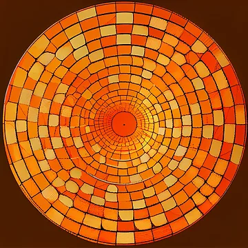 Artwork thumbnail, Mosiac Circular Rough Orange Line Pattern Digital Painting by CodeAndColors