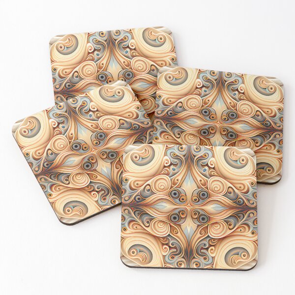Item preview, Pale Symmetrical Swirling Crafty Pattern Digital Painting designed and sold by CodeAndColors.