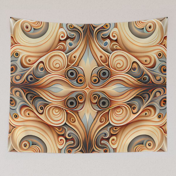 Item preview, Pale Symmetrical Swirling Crafty Pattern Digital Painting designed and sold by CodeAndColors.