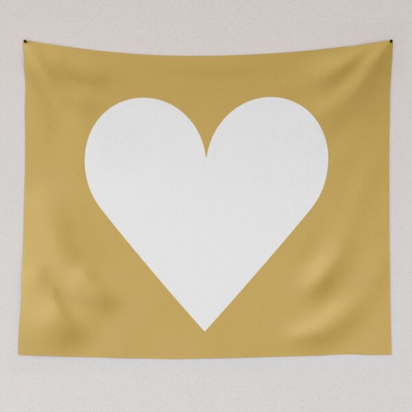 Item preview, Single WHITE LOVE HEART on a GOLD Background designed and sold by RachelMacht.