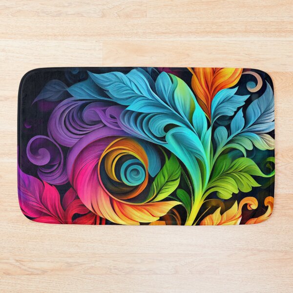Aperçu de l'œuvre Rainbow Impressionist Swirling Floral Pattern Digital Painting créée et vendue par CodeAndColors.