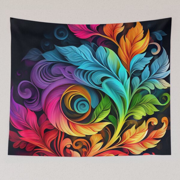 Item preview, Rainbow Impressionist Swirling Floral Pattern Digital Painting designed and sold by CodeAndColors.