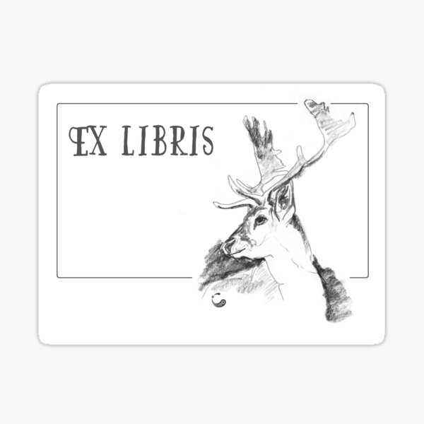 Hirsch, Kopf (ExLibris) - Charcoal Animals Sticker
