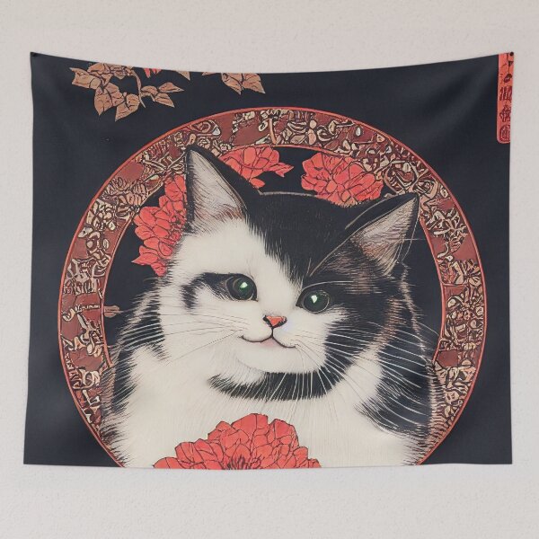 Artikelvorschau, Zwei süße Katzen im Kreis | Japanischer Stil entworfen und verkauft von Nicolas-T.