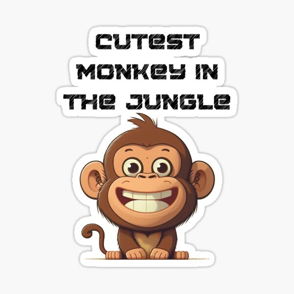 "Smiling Monkey Cutest Monkey in the Jungle" Sticker for Sale by MuseAIum Redbubble