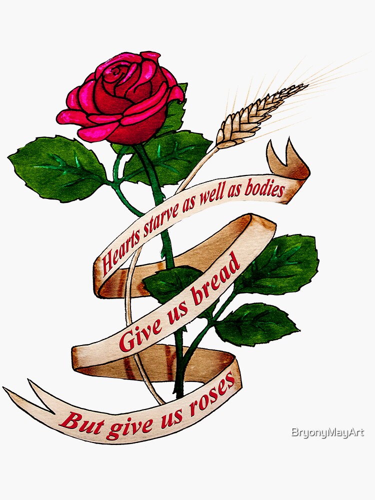 "Bread And Roses" Sticker for Sale by BryonyMayArt Redbubble