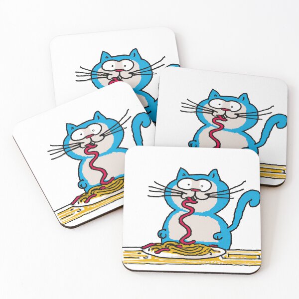 Item preview, funny cat eating noodles designed and sold by T-shirtJohny.