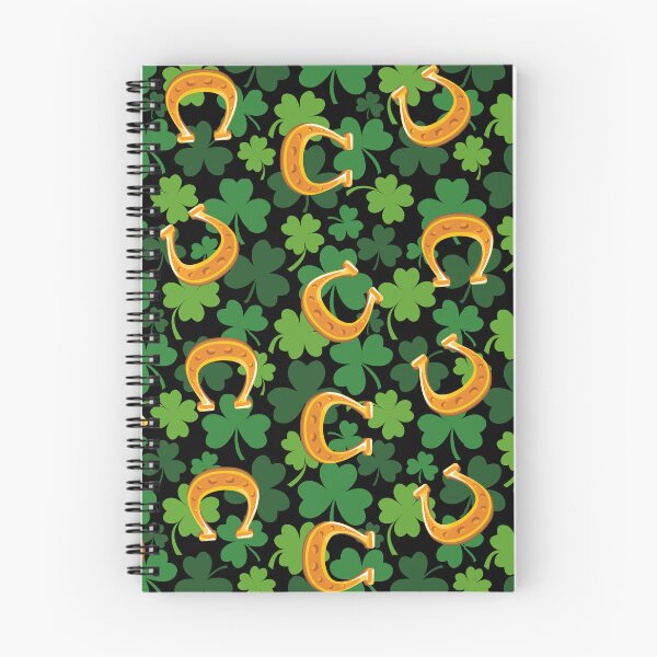 Item preview, St. Patrick's Day Green Clover and Gold Horseshoe Print Pattern designed and sold by PinHookPrincess.