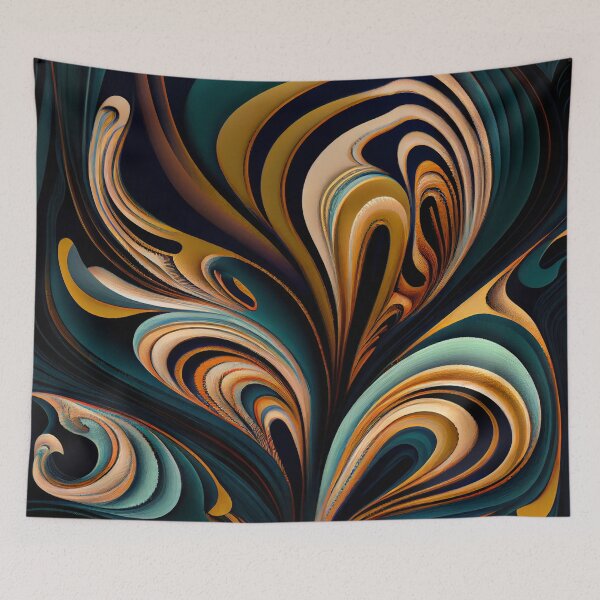 Item preview, Crafty Dynamic Fluid Art Deco Pattern Digital Painting designed and sold by CodeAndColors.