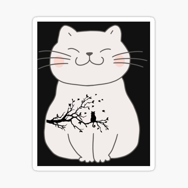 Fat Black Cat Sticker, 3 Fatty Kitty, Fat Cat, Black Cat, Cute