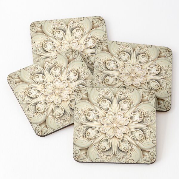 Item preview, Pale Symmetrical Swirling Crafty Pattern Digital Painting designed and sold by CodeAndColors.