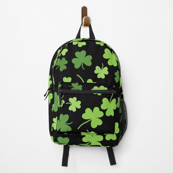 Item preview, St. Patrick's Day Green Clover Print Pattern on Black Background designed and sold by PinHookPrincess.