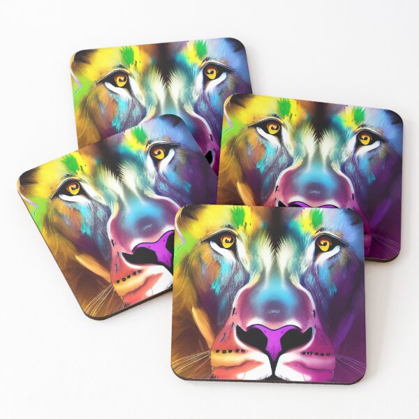 Item preview, Art Splash Colorful Lion Portrait designed and sold by ShikitaMakes.